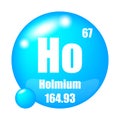 Ho icon. Holmium element. Atomic number 67. Mass 164.93. Blue sphere background. Vector symbol. Royalty Free Stock Photo
