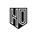 HO Logo monogram shield geometric white line inside black shield color design