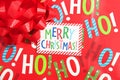 Ho Ho Ho Merry Christmas label close up Royalty Free Stock Photo