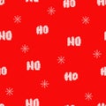 Ho ho ho text and showflakes seamless pattern. Christmas background. Winter holidays pixled ornament