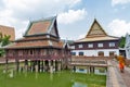 Ho Trai - Traditional Thai-style building used as a library that houses Buddhist scriptures Tripitakal at Wat Mahathat Temple