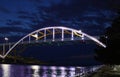Hoan Bridge Illuminated at Night in Milwaukee Royalty Free Stock Photo