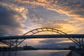 Hoan Bridge in Milwaukee, Wisconsin at Sunset Royalty Free Stock Photo