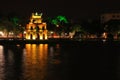 Turtle Tower In Hoan Kiem Lake at Night, Hanoi Vietnam