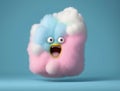 A hoard of multicolored fluff cottoncandy clouds filled with laughter. Cute creature. AI generation Royalty Free Stock Photo