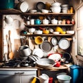 Hoarder\'s home filled with junk - ai generated image