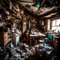 Hoarder\'s home filled with junk - ai generated image