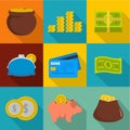 Hoarding icons set, flat style Royalty Free Stock Photo