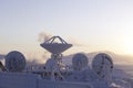 Antenna against winter landscape in Chukotka