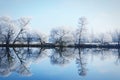 Hoarfrost landscape on Havel River Havelland, Germany Royalty Free Stock Photo