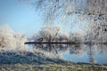 Hoarfrost landscape on Havel River Havelland, Germany Royalty Free Stock Photo