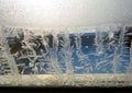 Hoarfrost on the window close up