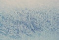 Hoarfrost on the window in cold winter. Royalty Free Stock Photo