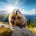 Hoary Marmot in the Alpine Royalty Free Stock Photo