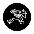 Hoatzin bird black line icon.