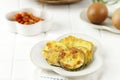 Hobak Jeon, Korean Green Zucchini Pancake. Sliced Zucchini Coating with Egg Batter Royalty Free Stock Photo