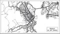 Hobart Australia City Map in Black and White Color. Outline Map