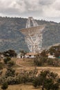 Hobart, Tasmania, Australia - December 13, 2009: Close photo of giant white radio scope at Mount Pleasant Radio Observatory under