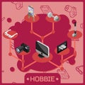 Hobbie color isometric concept Royalty Free Stock Photo