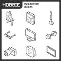 Hobbie outline isometric icons set Royalty Free Stock Photo