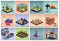 Hobbies and activities depicted in a 3x4 grid of stylized mini Royalty Free Stock Photo