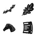 Hobbies, Flora, fauna and other web icon in black style. information, nature, ecology, icons in set collection. Royalty Free Stock Photo