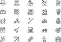 Hobbies and free time icons collection is a vector illustration with editable stroke. Royalty Free Stock Photo