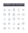 Hobbies and holidays line icons collection. Analytics, Insights, Predictive, Big Data, Visualization, Interpretation Royalty Free Stock Photo