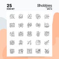 25 Hobbies Icon Set. 100% Editable EPS 10 Files. Business Logo Concept Ideas Line icon design Royalty Free Stock Photo