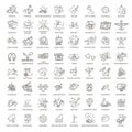 Hobbies and interest detailed line icons set