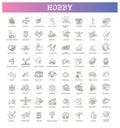 Hobbies and interest detailed line icons set in modern line icon style Royalty Free Stock Photo