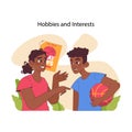 Hobbies and Interests concept. Flat vector illustration. Royalty Free Stock Photo