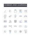 Hobbies and learning line icons collection. Pastime, Leisure activity, Interest, Amusement, Diversion, Pursuit
