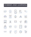 Hobbies and learning line icons collection. Pastime, Leisure activity, Interest, Amusement, Diversion, Pursuit