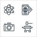 Hobbies line icons. linear set. quality vector line set such as blacksmith, camera, travel