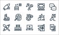 Hobbies line icons. linear set. quality vector line set such as poker cards, watching tv, cooking, travel, park, skating,