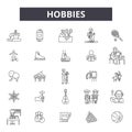 Hobbies line icons, signs, vector set, outline illustration concept Royalty Free Stock Photo