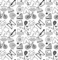 Hobbies men objects sport tourism coding monochrome seamless pattern