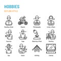 Hobbies in outline icon and symbol set