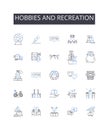 Hobbies and recreation line icons collection. Pastimes, Leisure pursuits, Activities, Interests, Amusements, Diversions