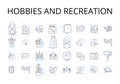 Hobbies and recreation line icons collection. Pastimes, Leisure pursuits, Activities, Interests, Amusements, Diversions