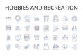 Hobbies and recreation line icons collection. Pastimes, Leisure pursuits, Activities, Interests, Amusements, Diversions