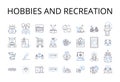 Hobbies and recreation line icons collection. Pastimes, Leisure pursuits, Activities, Interests, Amusements, Diversions