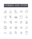 Hobbies and sport line icons collection. Pastime, Leisure pursuits, Recreational activities, Interests, Amusements