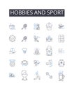 Hobbies and sport line icons collection. Pastime, Leisure pursuits, Recreational activities, Interests, Amusements