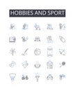 Hobbies and sport line icons collection. Pastime, Leisure pursuits, Recreational activities, Interests, Amusements