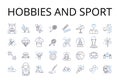 Hobbies and sport line icons collection. Pastime, Leisure pursuits, Recreational activities, Interests, Amusements