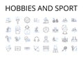 Hobbies and sport line icons collection. Pastime, Leisure pursuits, Recreational activities, Interests, Amusements