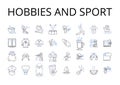 Hobbies and sport line icons collection. Pastime, Leisure pursuits, Recreational activities, Interests, Amusements