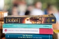 The Hobbit book by J.R.R. Tolkien at the flea market. Royalty Free Stock Photo